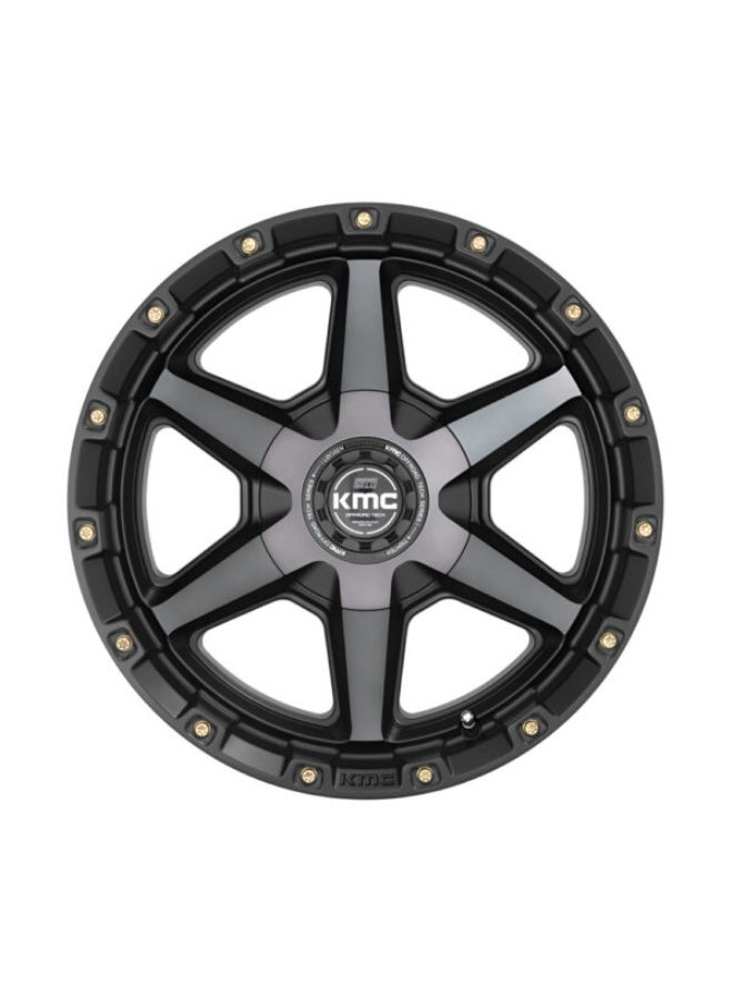 كي ام سي كم 101 تمبو 17×9 6×135/6×139.7 ET-12 CB106.2 أسود لامع / لمسة رمادية - Image 1